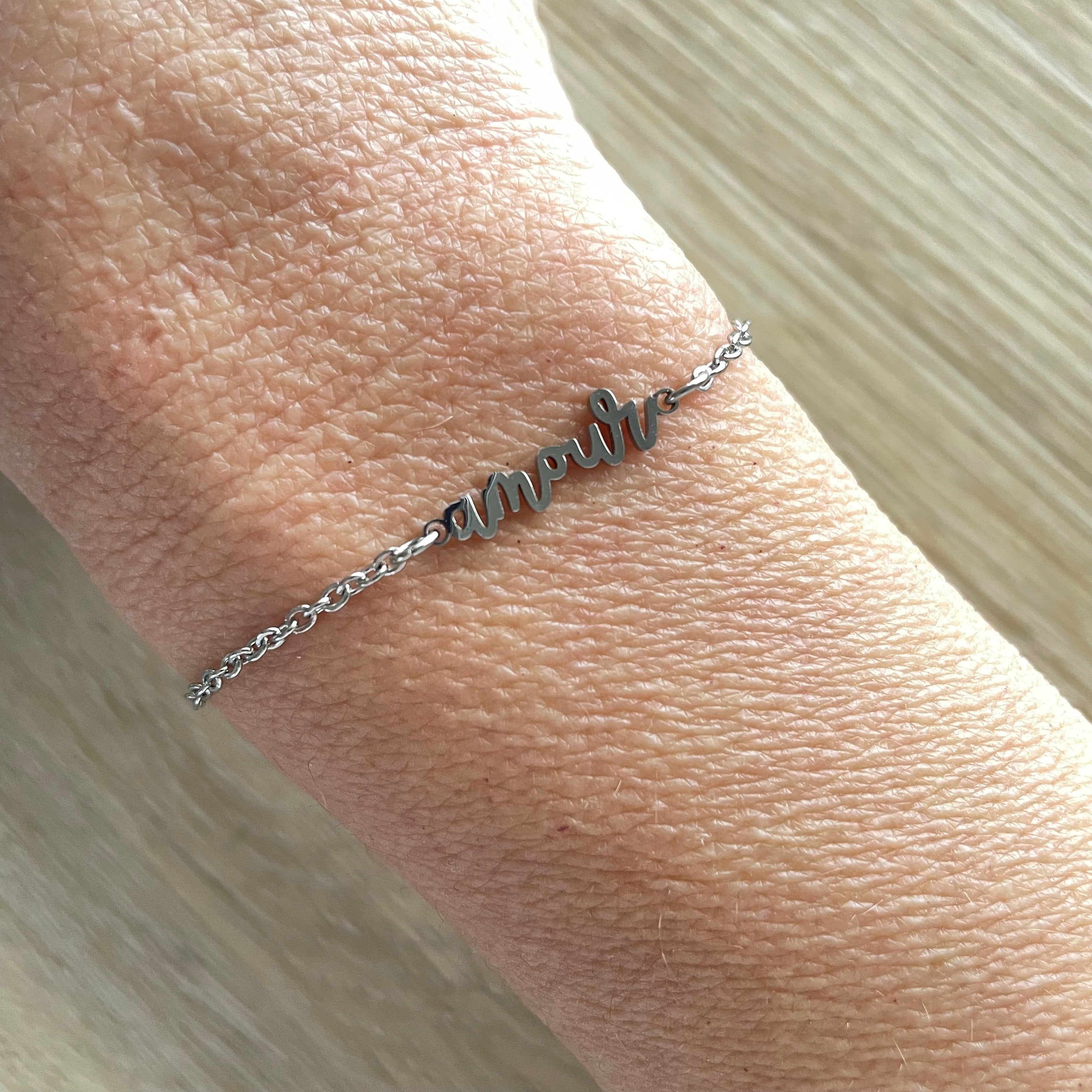 Bracelet réglable en acier inoxydable modèle Amour