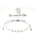Bracelet Huira blanc et argenté en perles de verre et cordon