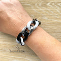 Bracelet tendance grosses mailles anthracite, noir, gris, argenté modèle Ohea