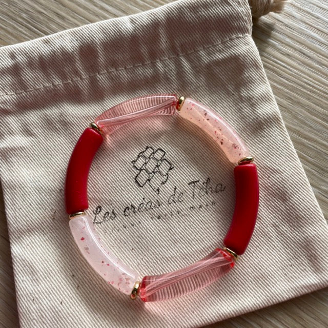 Bracelet élastique tendance perles incurvées modèle Ata