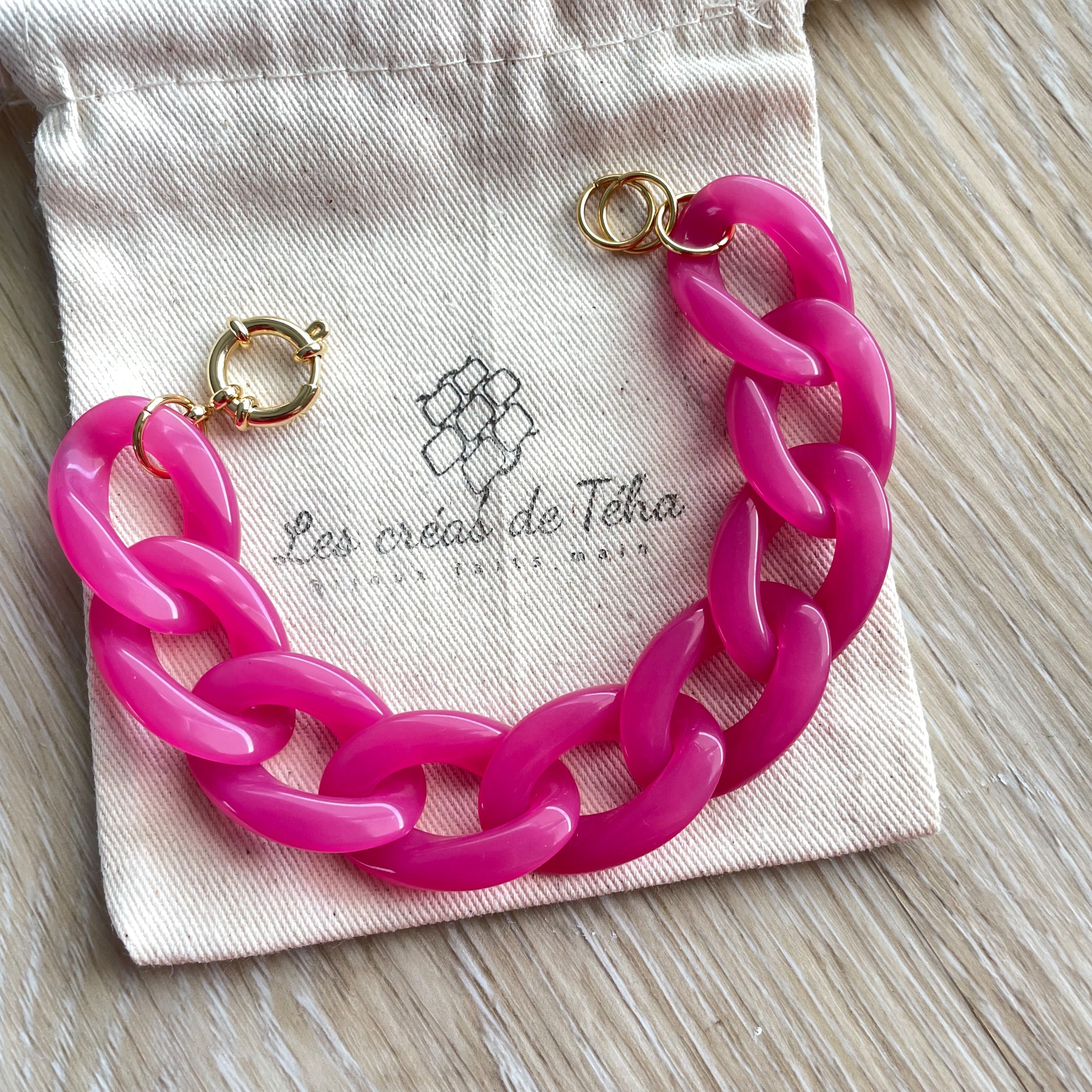 Bracelet tendance grosses mailles, fermoir en acier inoxydable modèle Ohea