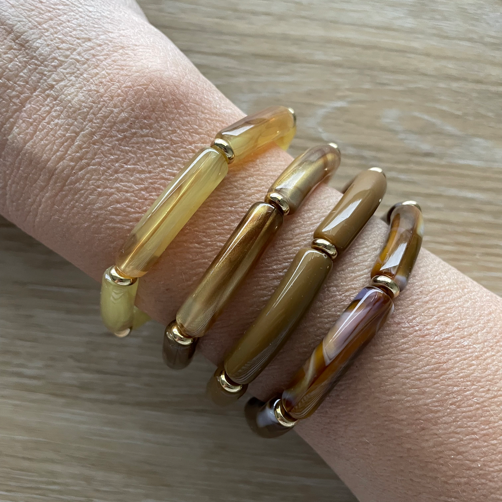 Bracelet élastique tendance perles incurvées modèle Ata