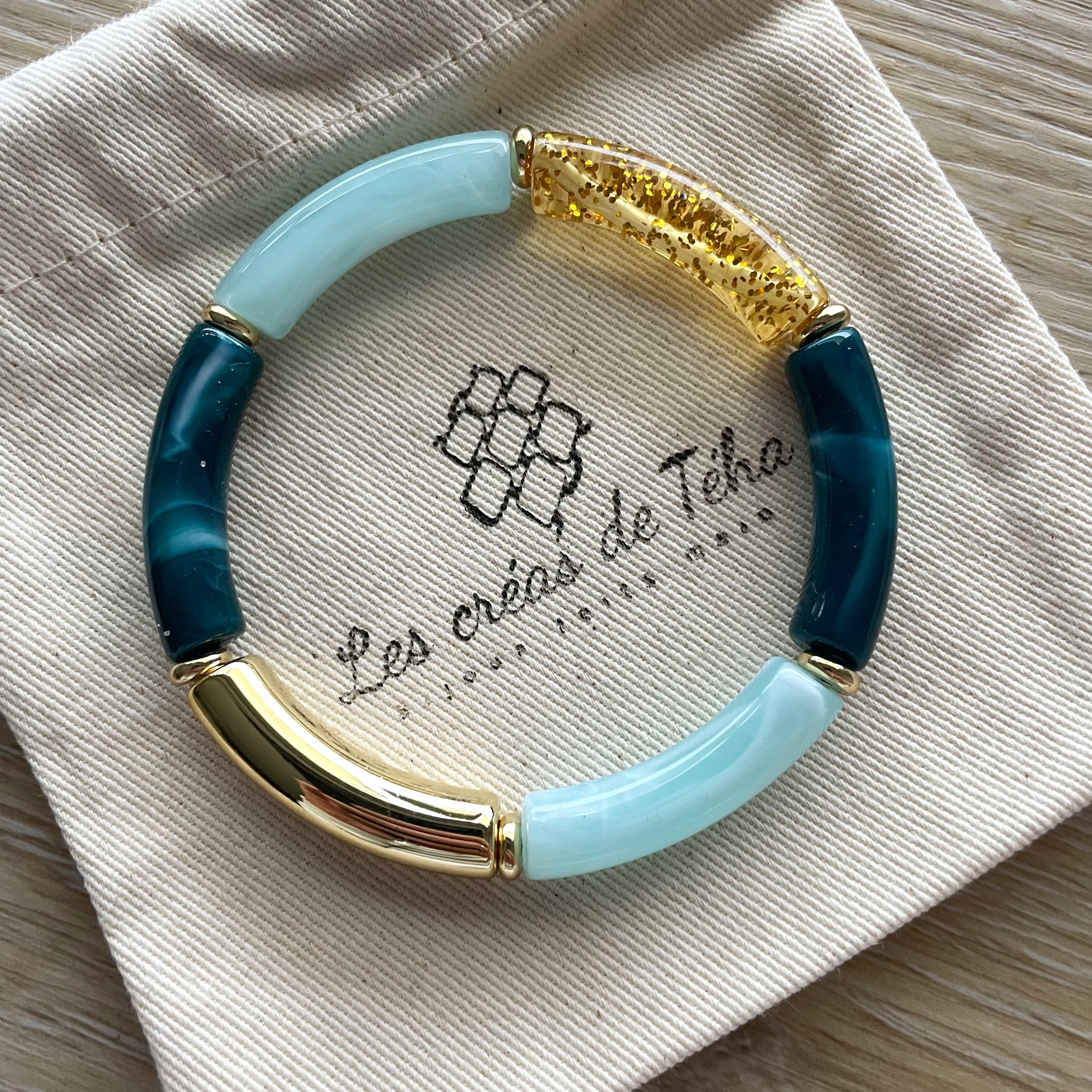 Bracelet élastique tendance perles incurvées modèle Ata