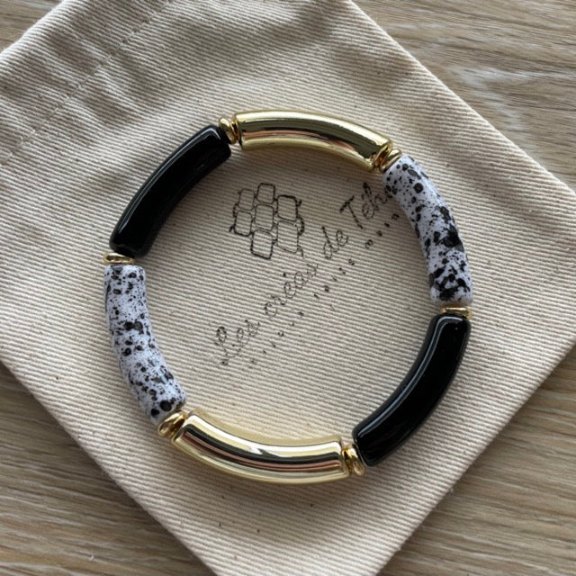 Bracelet élastique tendance perles incurvées modèle Ata