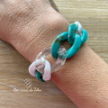 Bracelet tendance grosses mailles turquoise modèle Ohéa