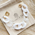 Bracelet tendance grosses mailles acrylique blanc,  acier inoxydable modèle Ohéa