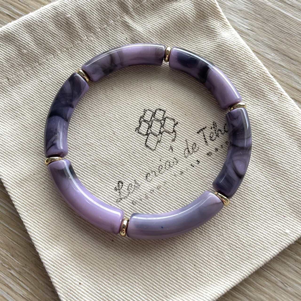 Bracelet élastique tendance perles incurvées modèle Ata