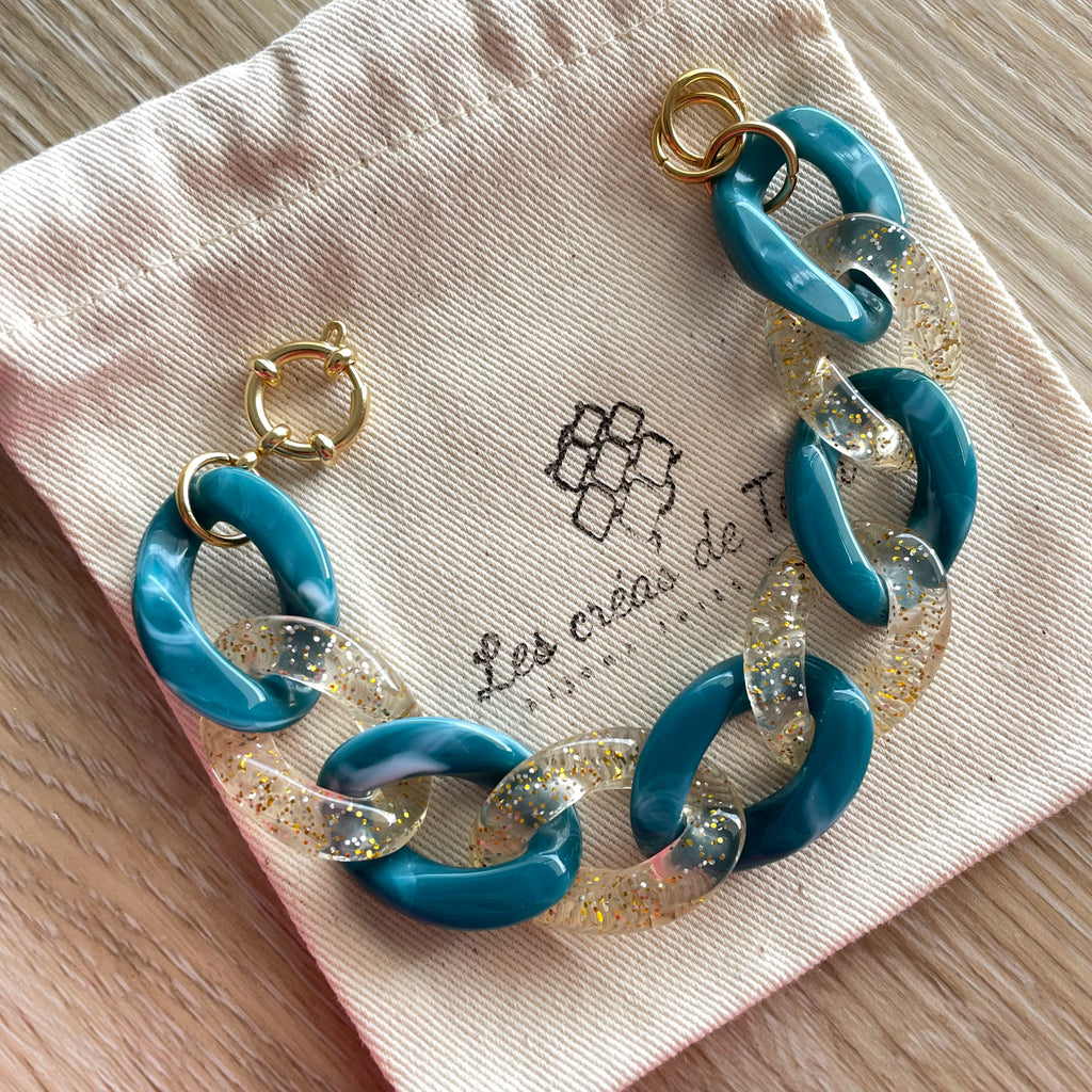 Bracelet en grosses mailles en acrylique  modèle Ohéa