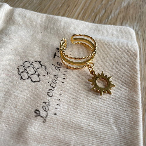 Bague en plaqué or et breloque en acier inoxydable modèle Ari