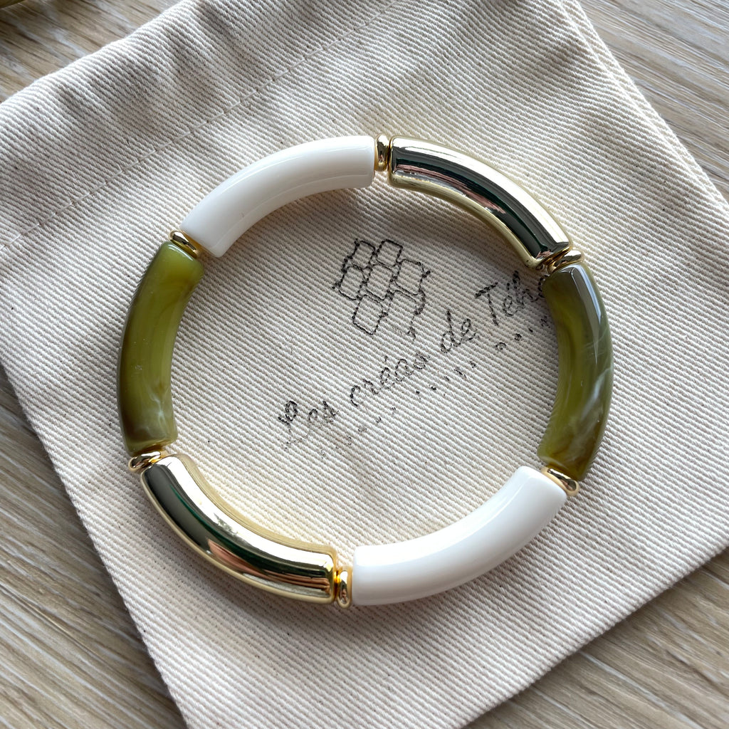 Bracelet élastique tendance perles incurvées modèle Ata