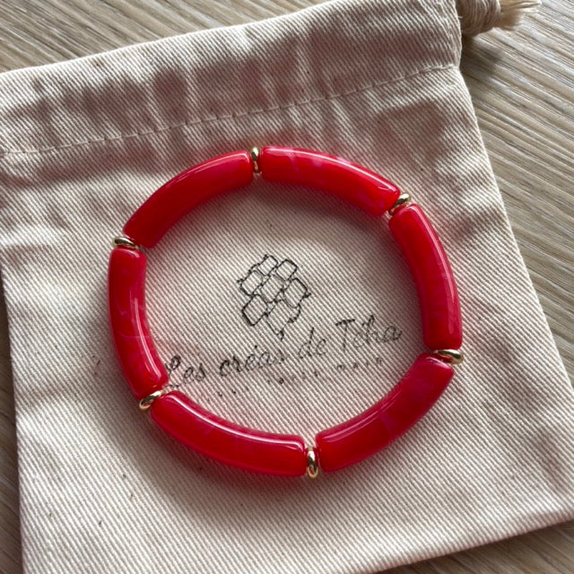 Bracelet élastique tendance perles incurvées modèle Ata