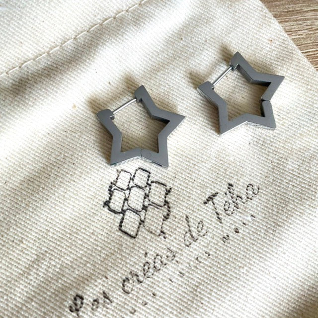 Créoles en acier inoxydable modèle Star