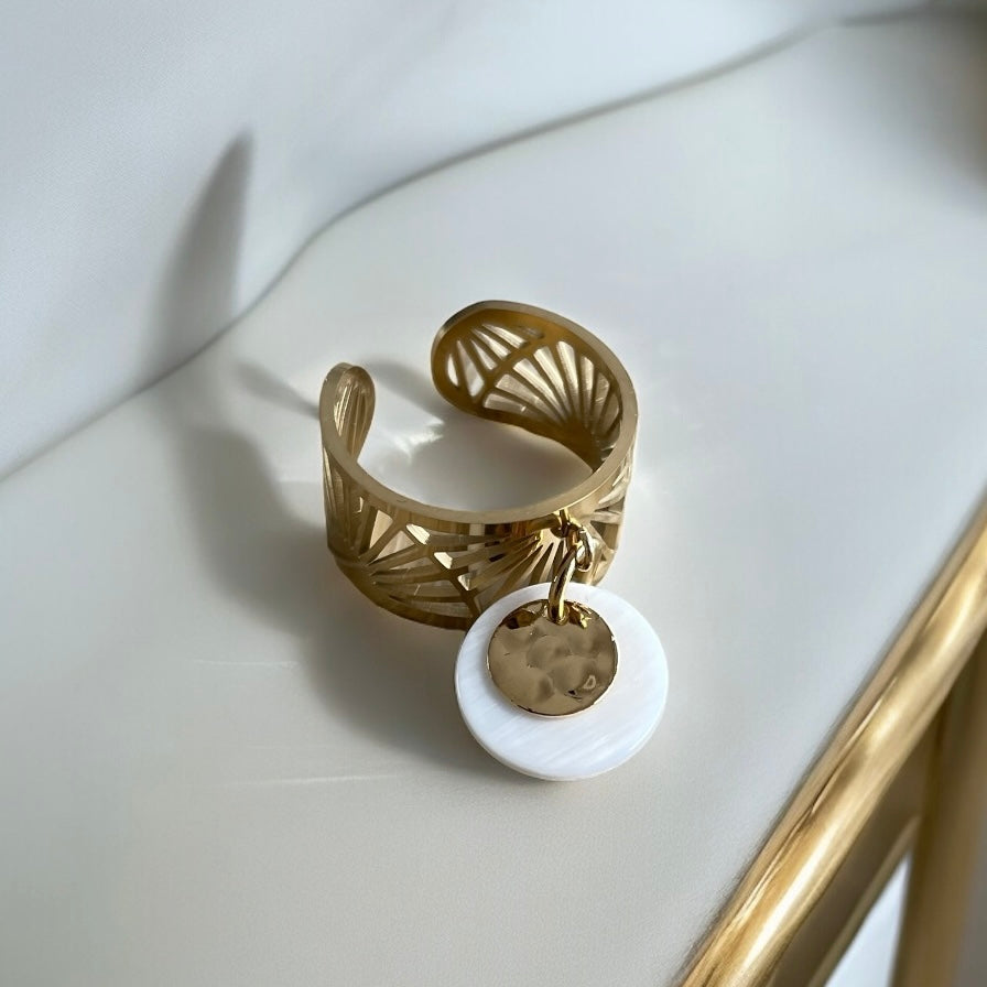 Bague en acier inoxydable et plaqué or modèle Parau