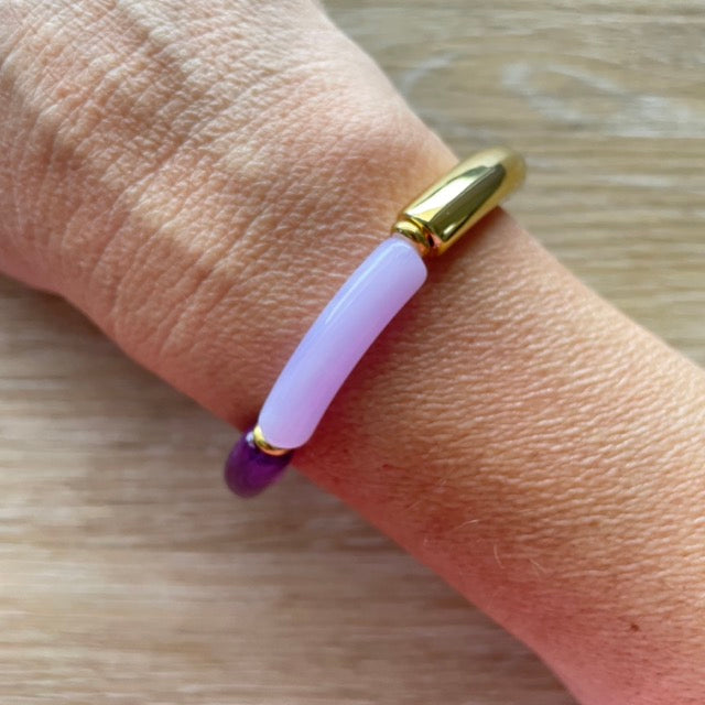 Bracelet élastique tendance perles incurvées modèle Ata
