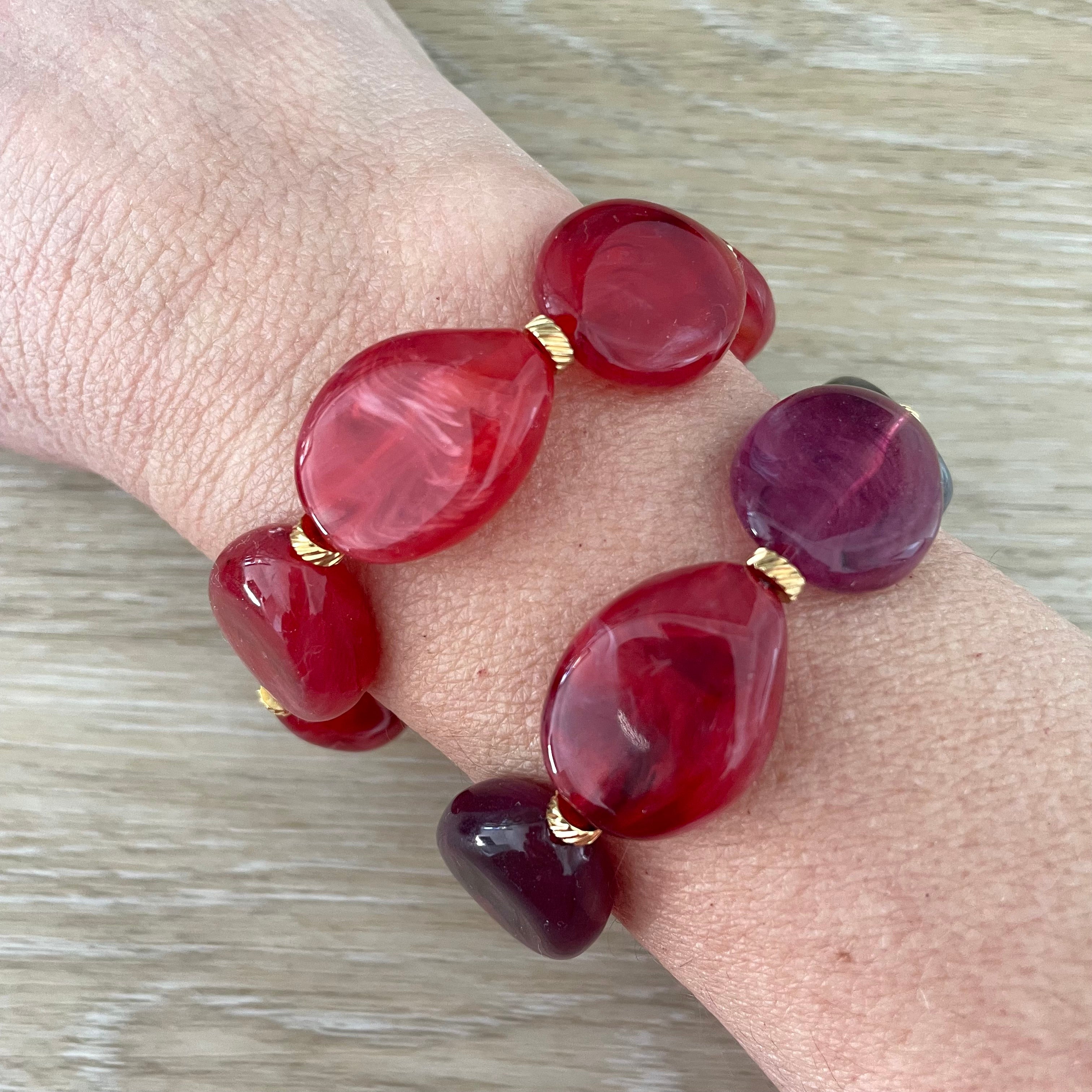 Bracelet élastique en perles acrylique et acier inoxydable modèle Joia