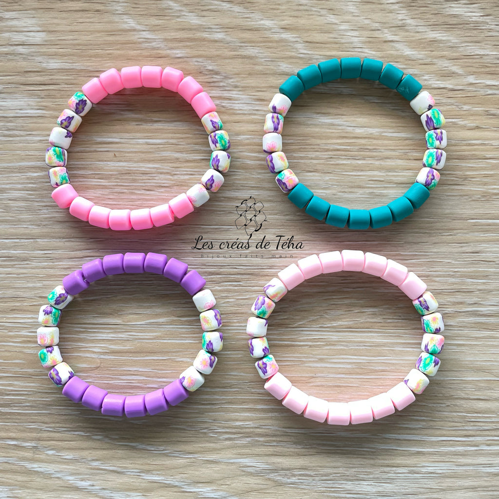 Bracelet enfant,  élastique en perles polymère modèle Candy
