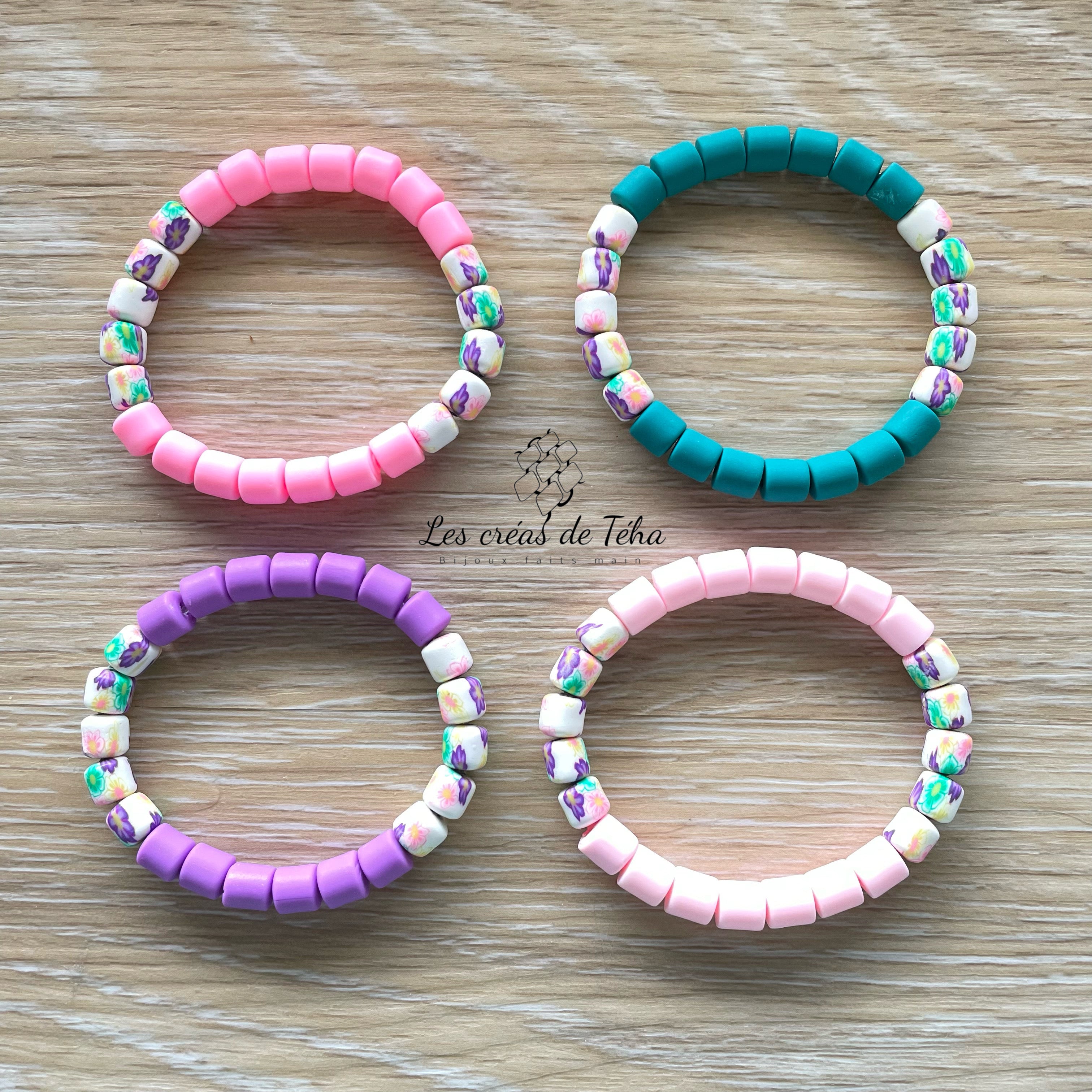 Bracelet enfant,  élastique en perles polymère modèle Candy