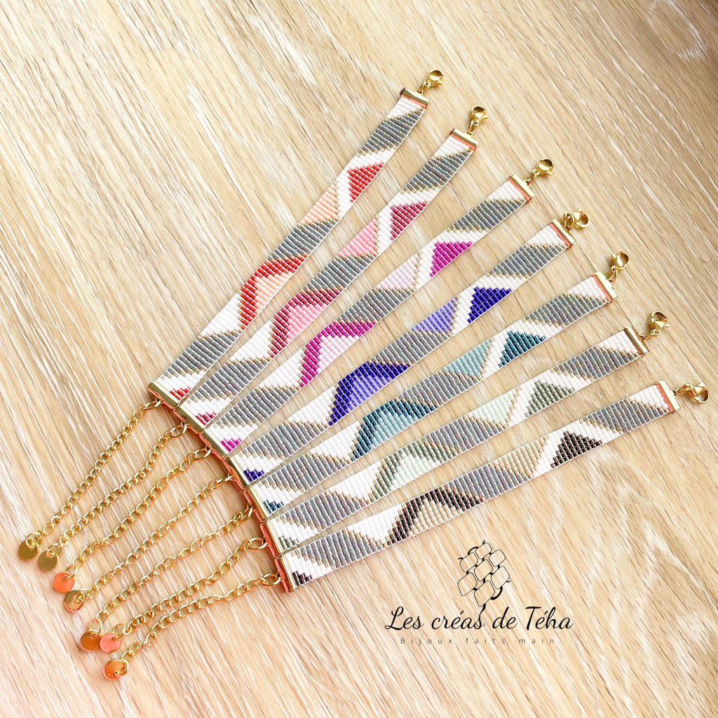 Bracelet fin Atavai en perles de verre et plaqué or
