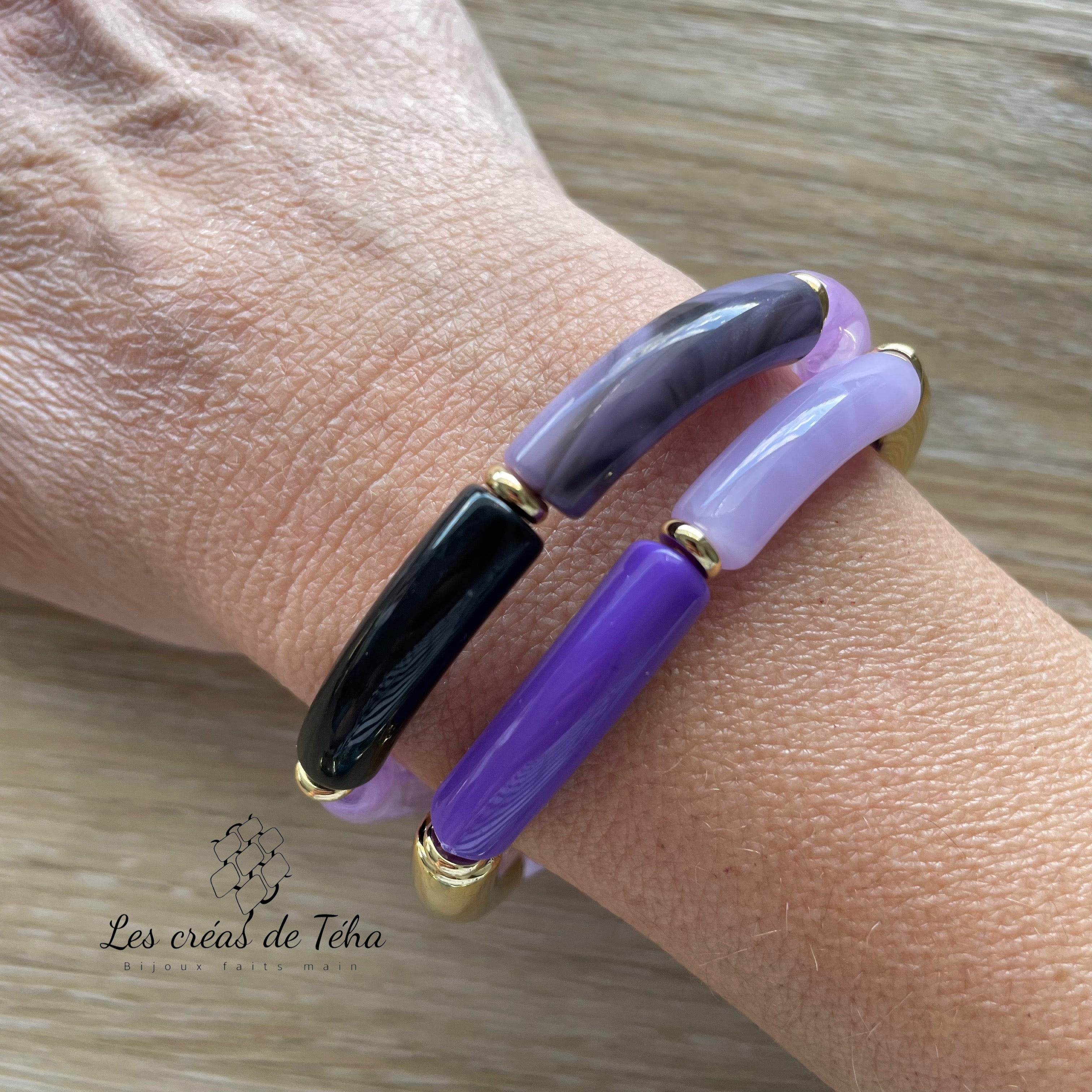 Bracelet élastique tendance perles incurvées modèle Ata