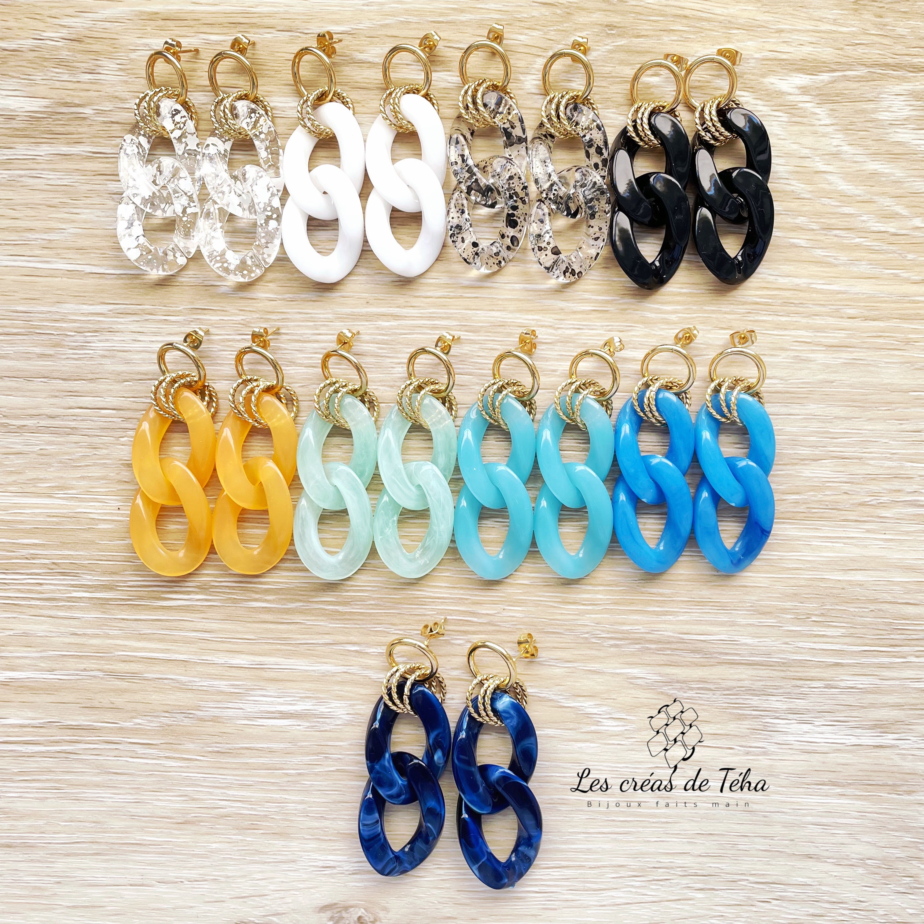 Boucles d'oreilles en grosses mailles modèle Ohea
