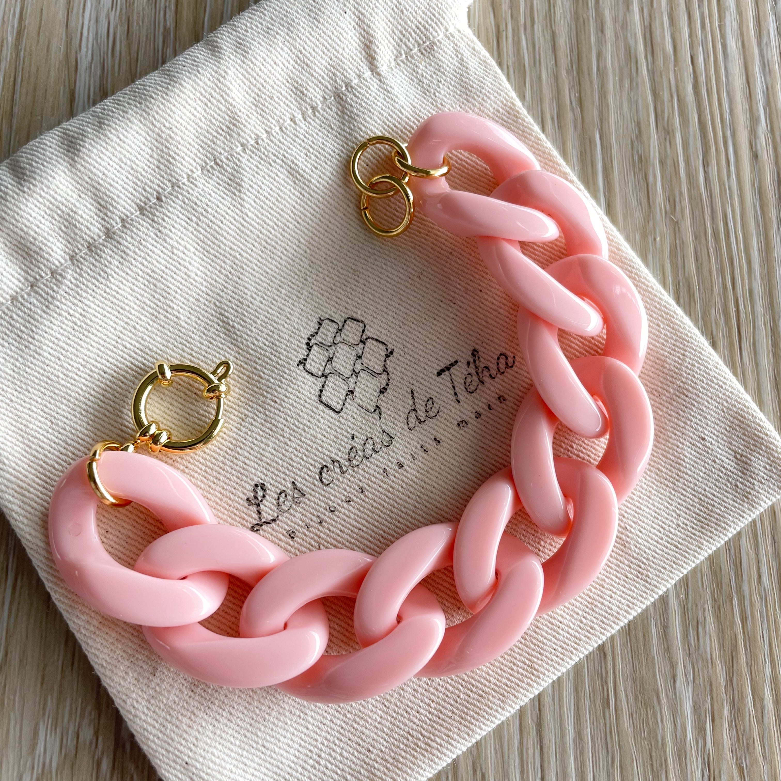Bracelet tendance grosses mailles rouges modèle Ohéa