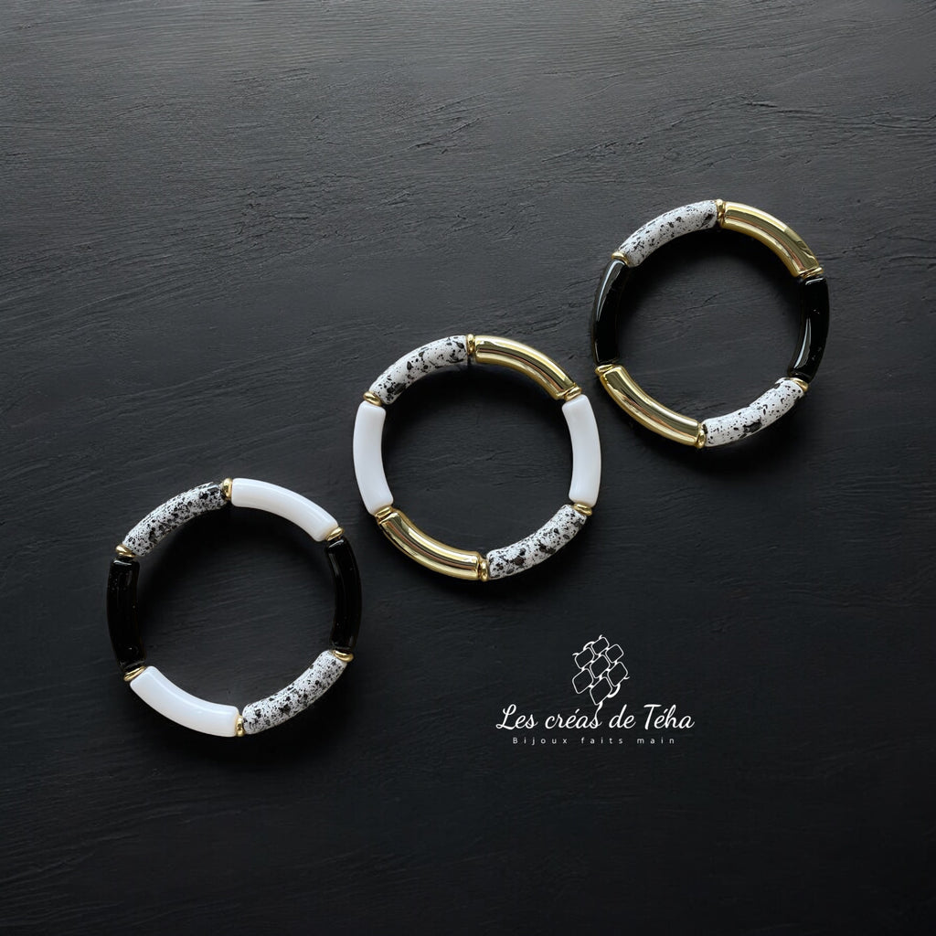 Bracelet élastique tendance perles incurvées modèle Ata