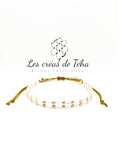 Bracelet Huira blanc et doré en perles de verre et cordon