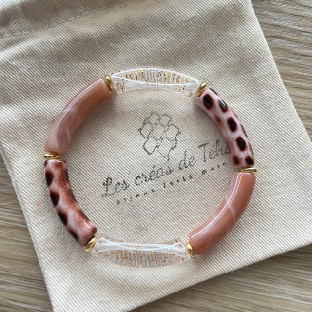 Bracelet élastique tendance perles incurvées modèle Ata