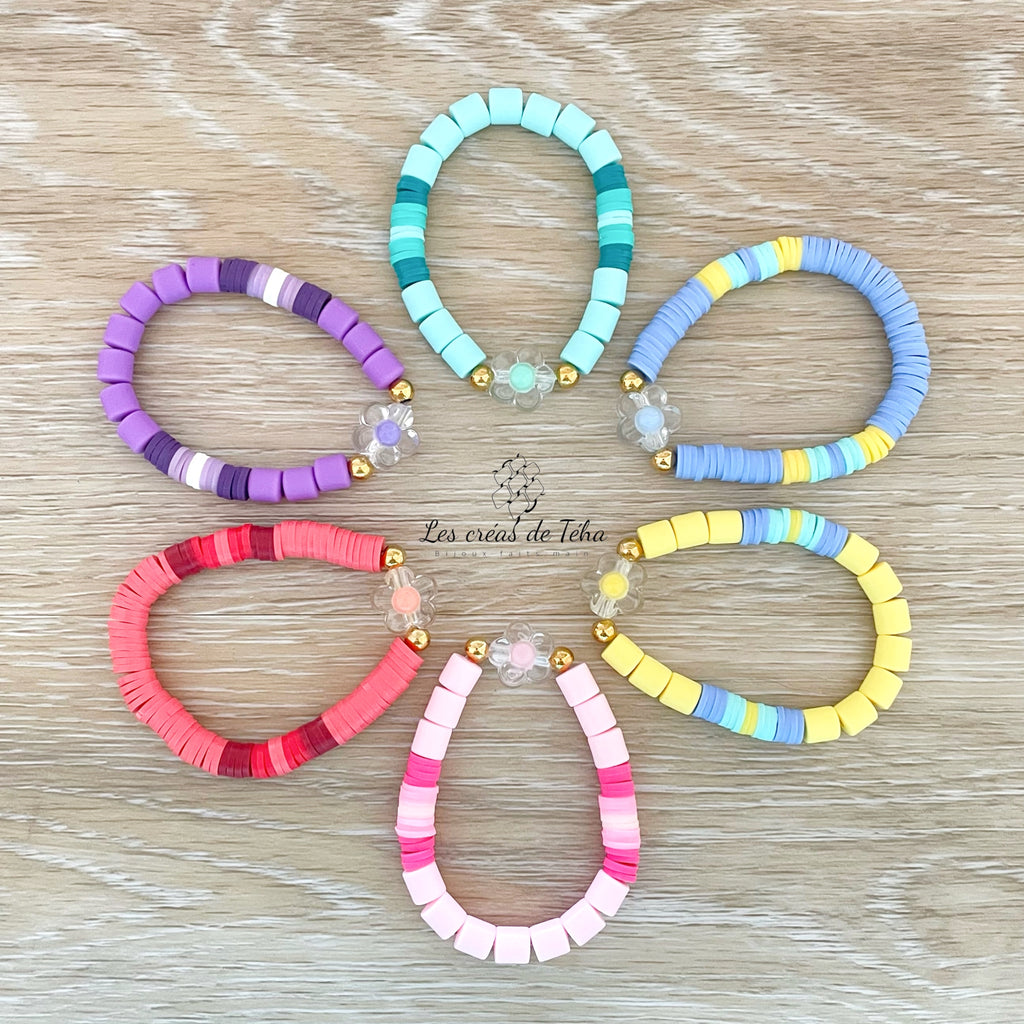 Bracelet enfant, élastique en perles polymère modèle Candy