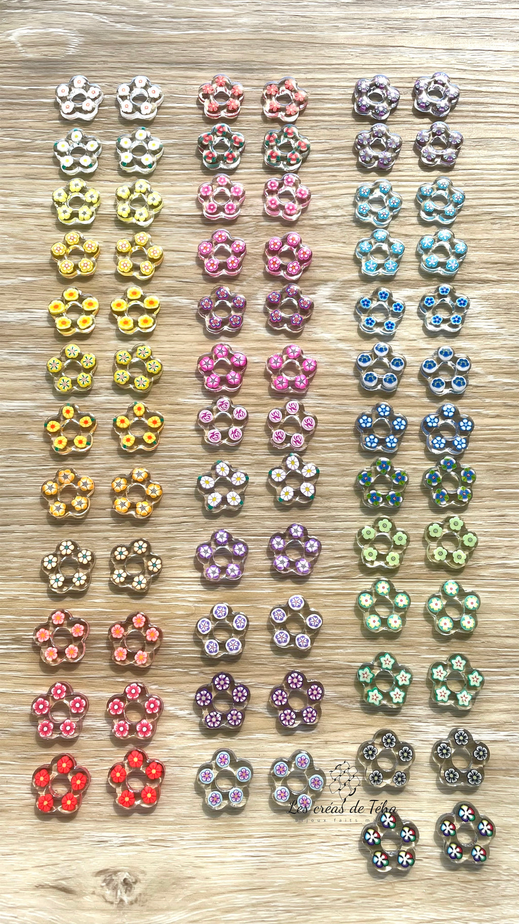 Pampilles fleurs avec ou sans créoles en acier inoxydable modèle Flower power