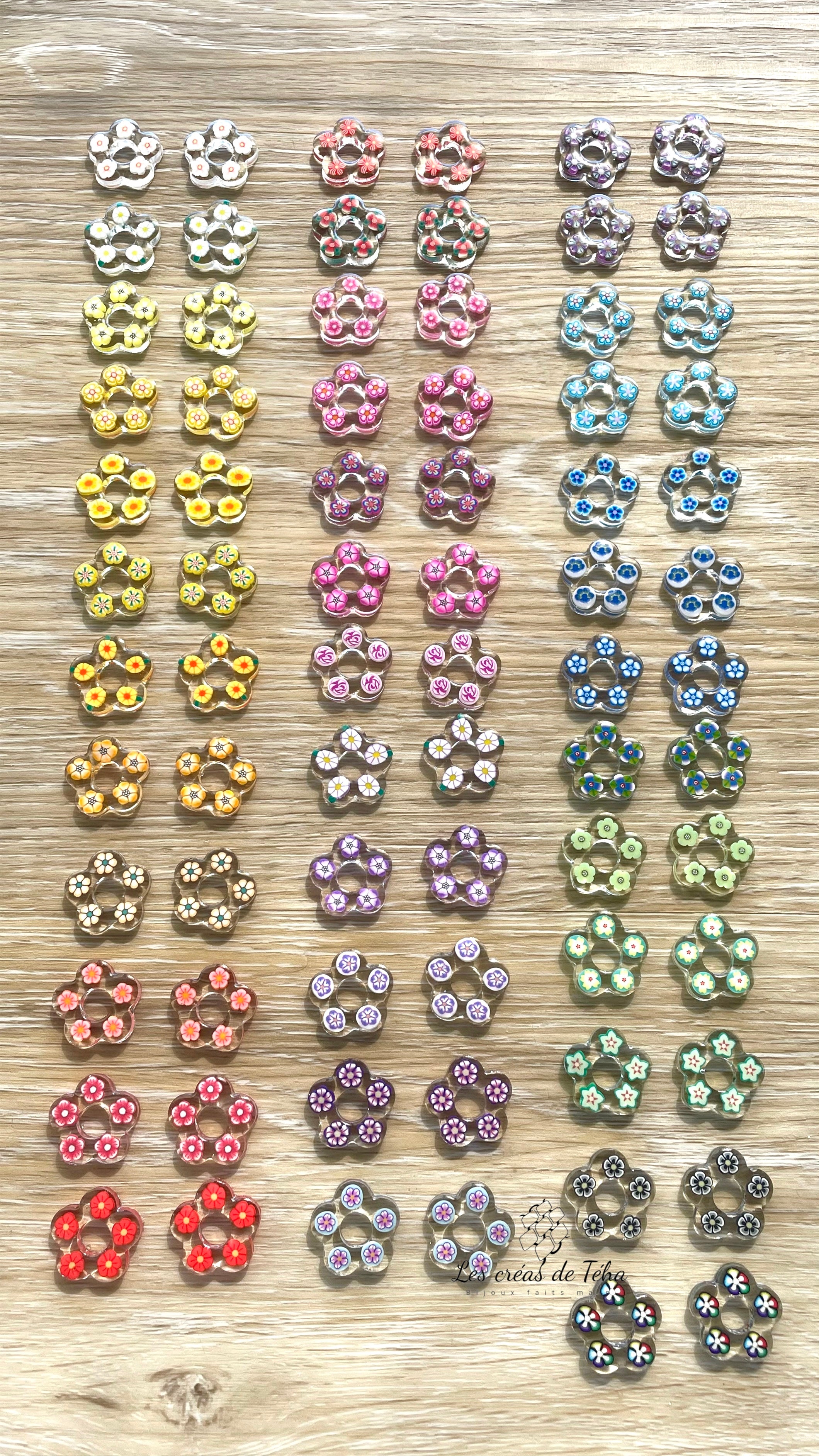 Pampilles fleurs avec ou sans créoles en acier inoxydable modèle Flower power