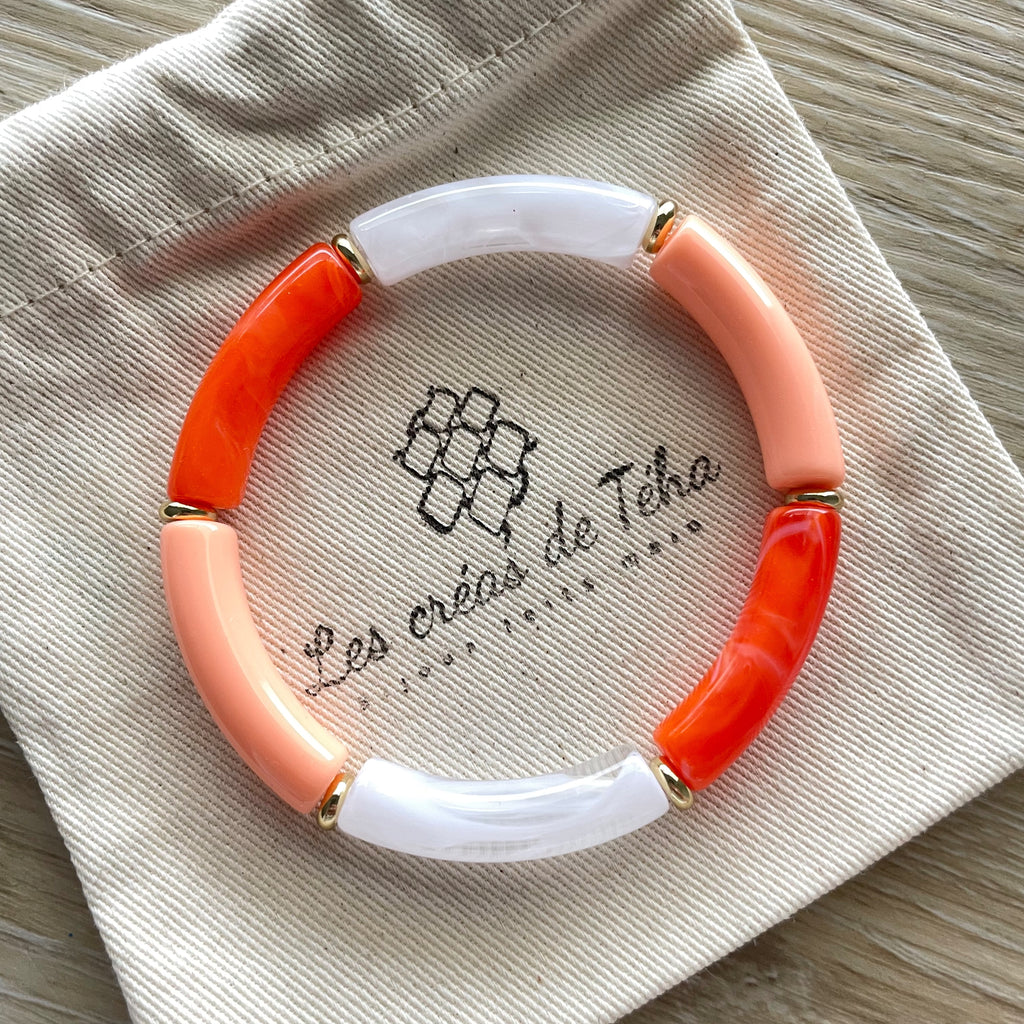 Bracelet élastique tendance perles incurvées modèle Ata