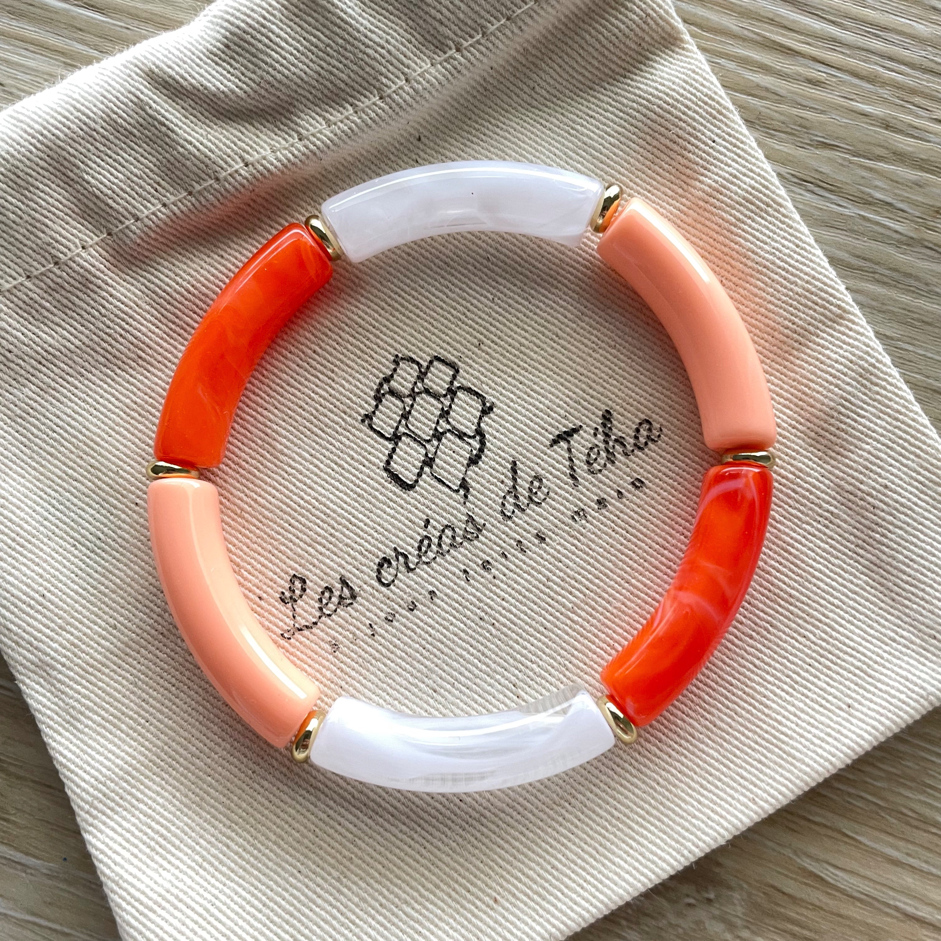 Bracelet élastique tendance perles incurvées modèle Ata