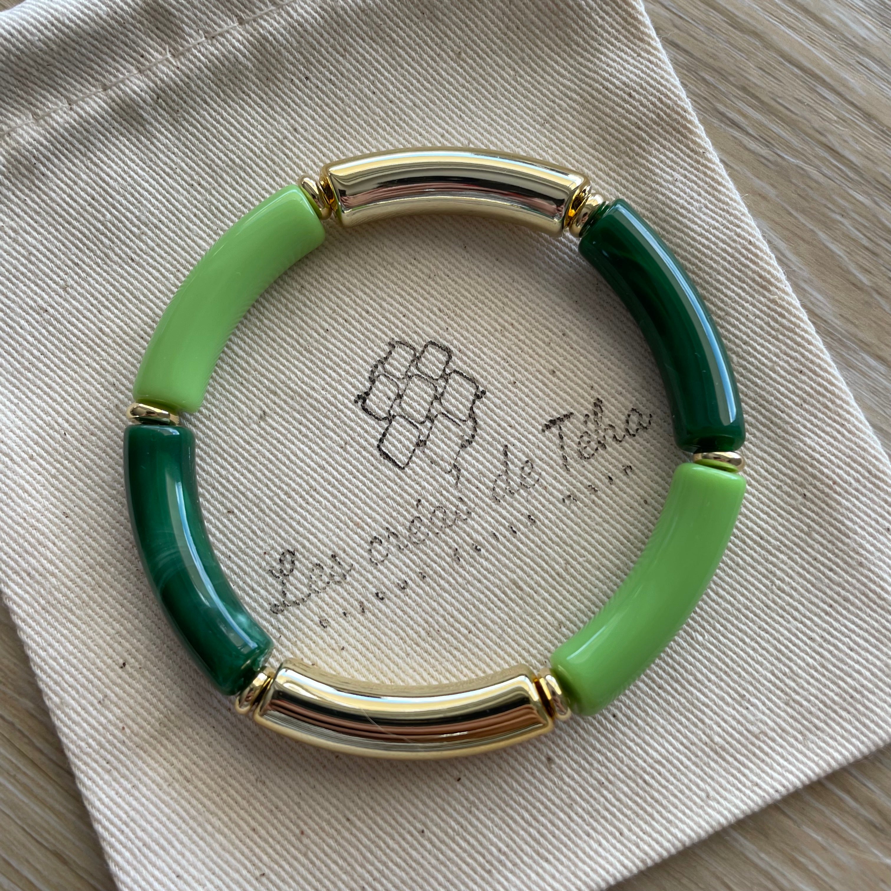 Bracelet élastique tendance perles incurvées modèle Ata