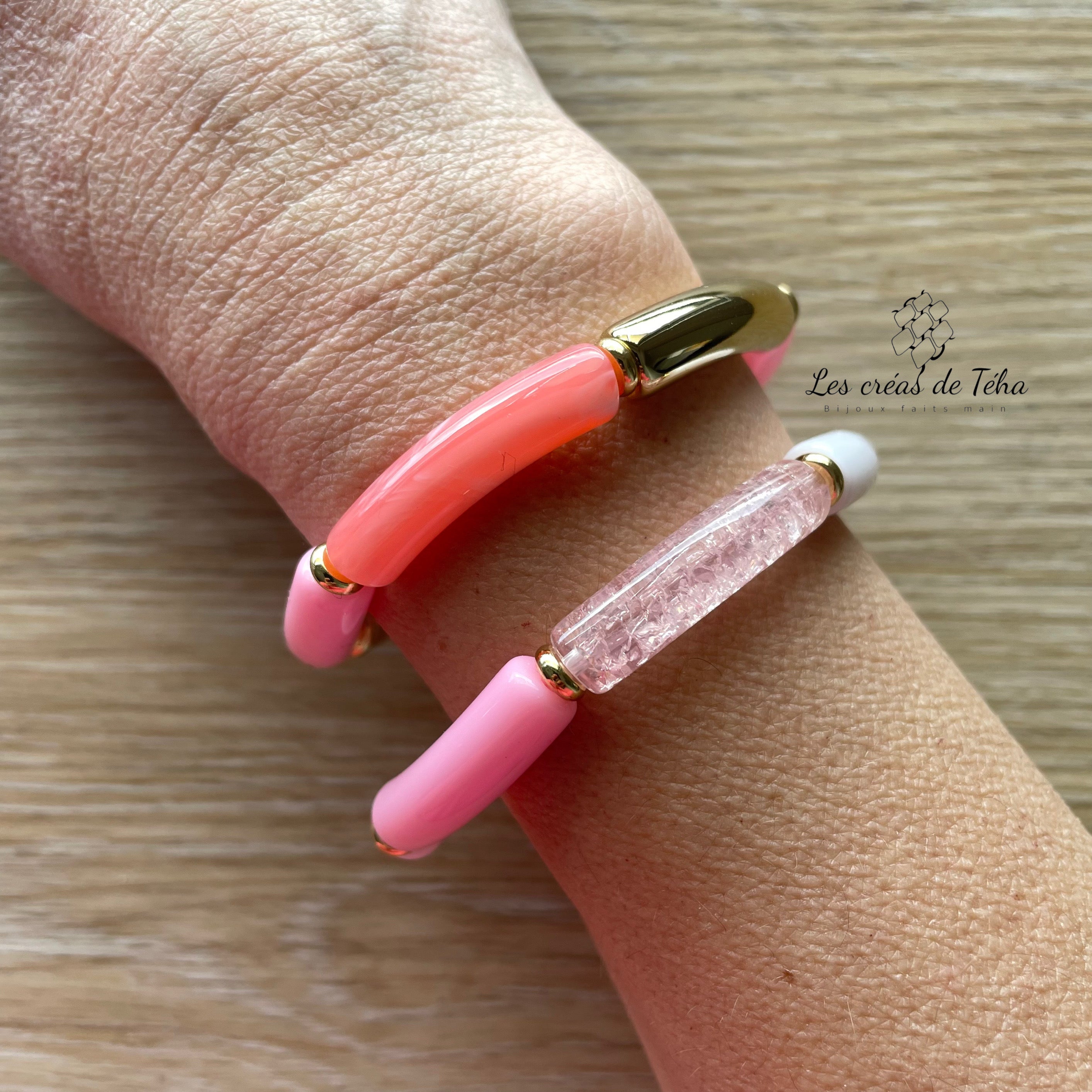 Bracelet élastique tendance perles incurvées modèle Ata