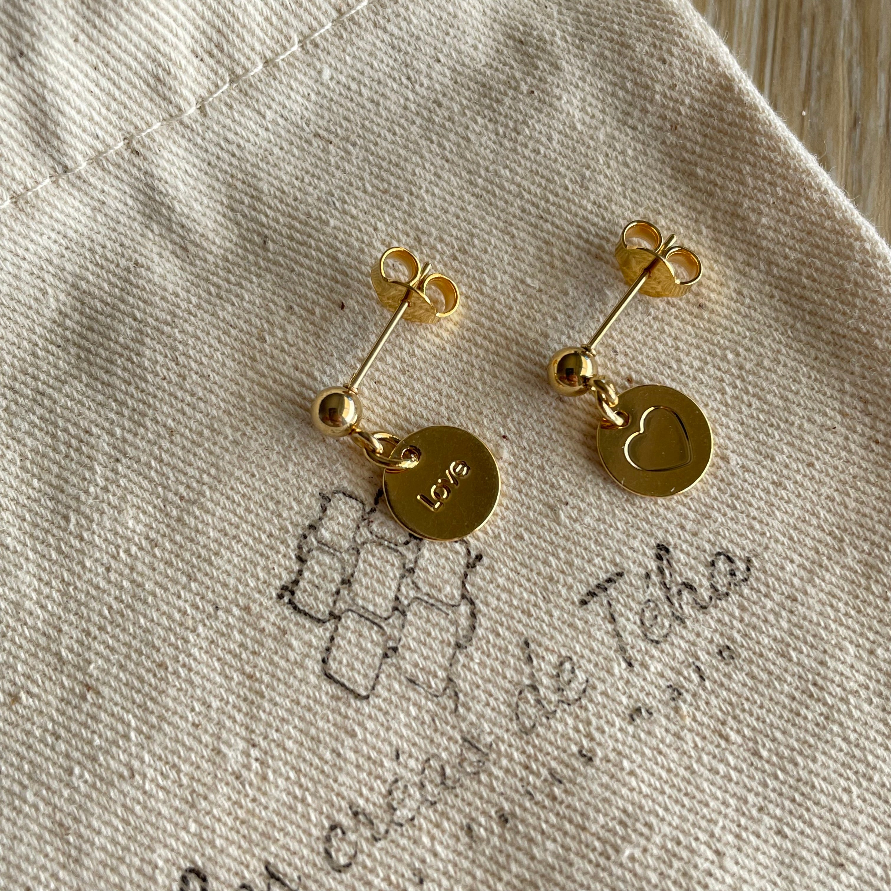 Boucles d’oreilles en acier inoxydable et plaqué or modèle So cute