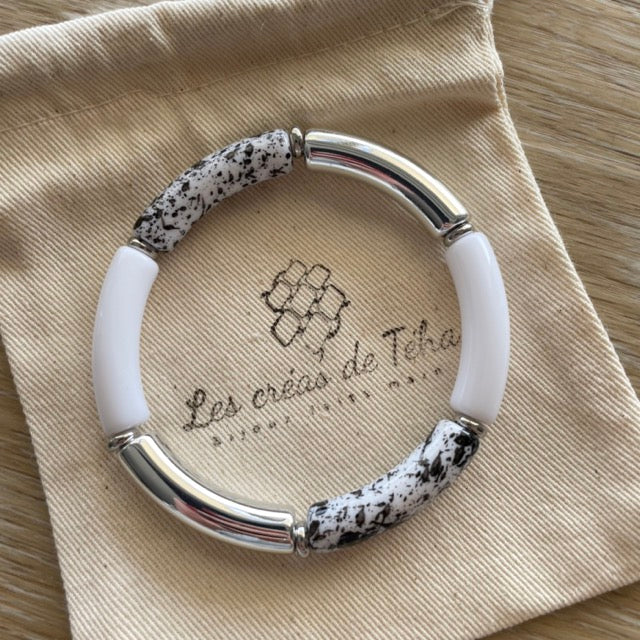 Bracelet élastique tendance perles incurvées modèle Ata