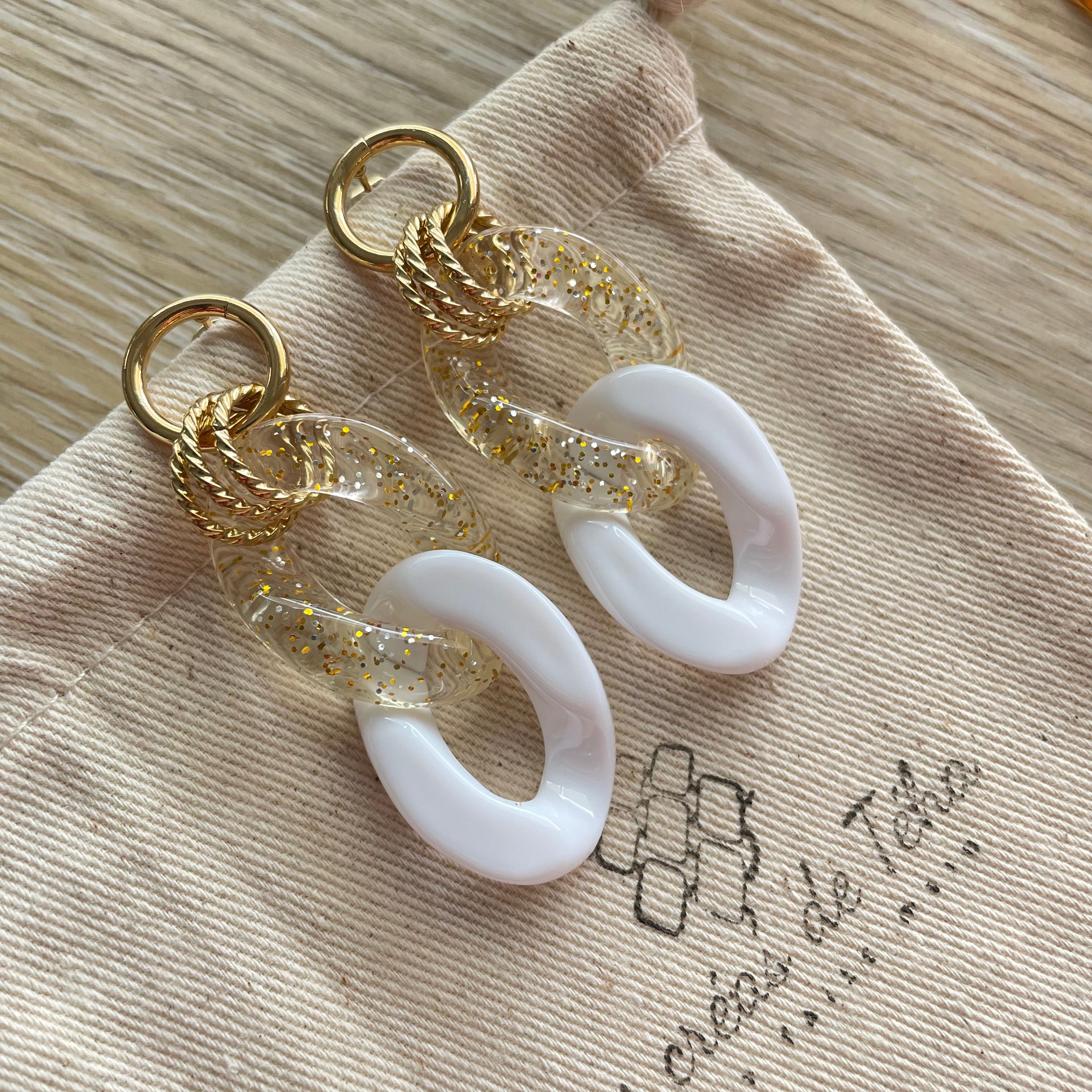 Boucles d’oreilles tendance en grosses mailles modèle Ohéa