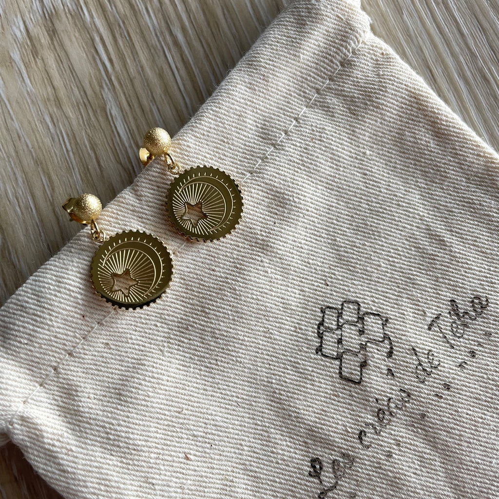 Boucles d'oreilles en acier inoxydable  modèle Estrella Luna