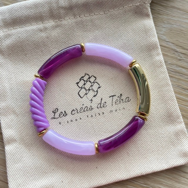 Bracelet élastique tendance perles incurvées modèle Ata