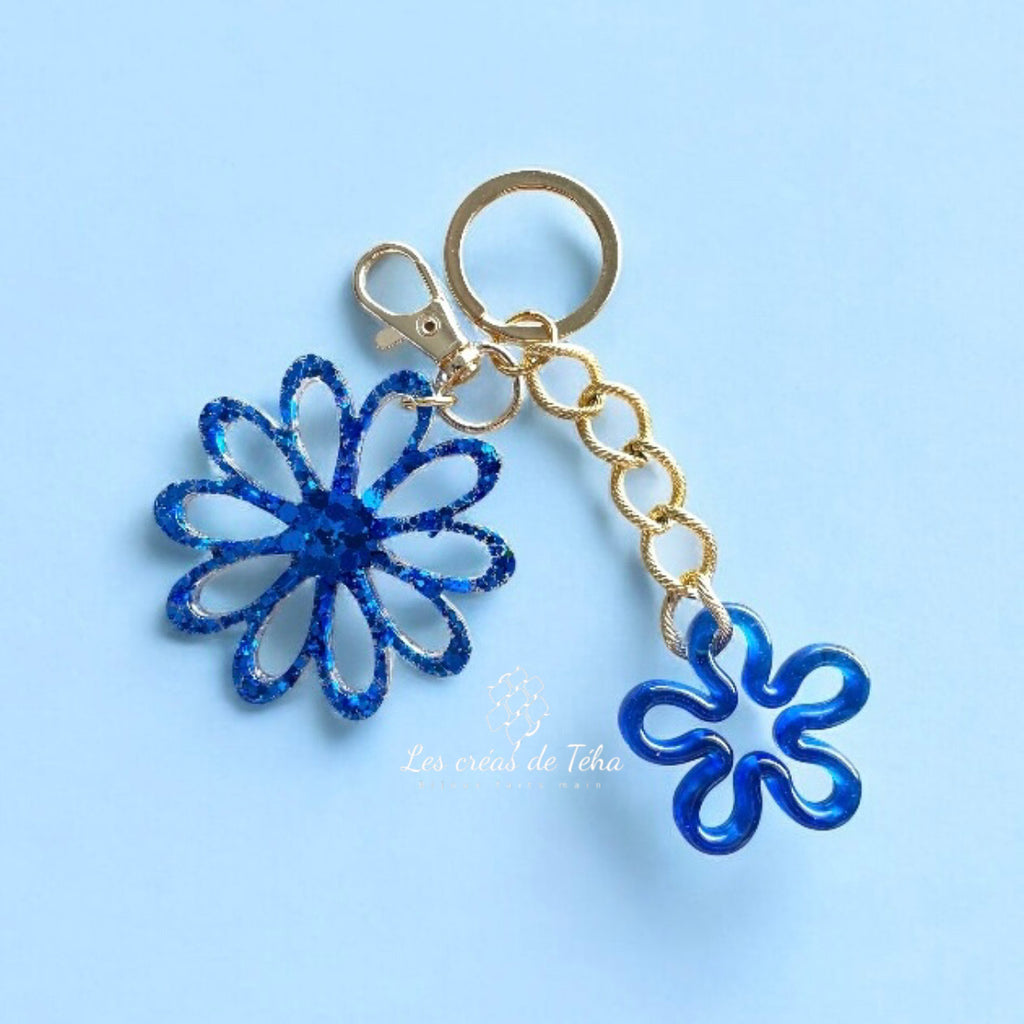 Porte-clés bijou de sac avec breloque fleur en résine modèle Flower