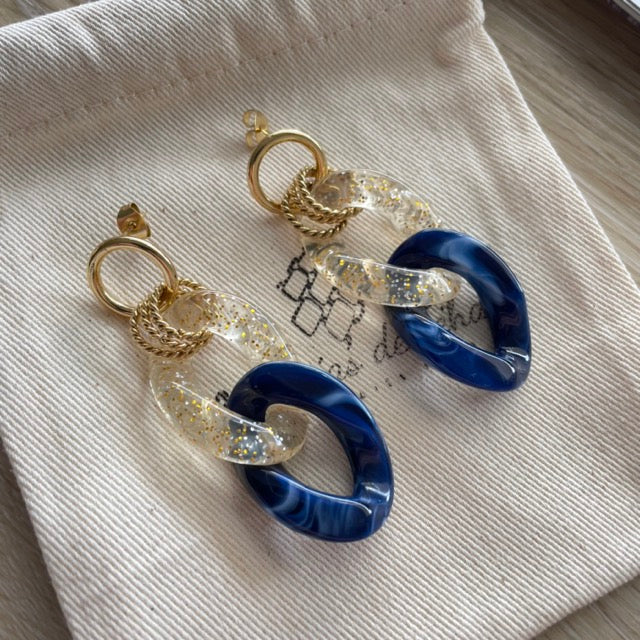 Boucles d’oreilles tendance en grosses mailles modèle Ohéa