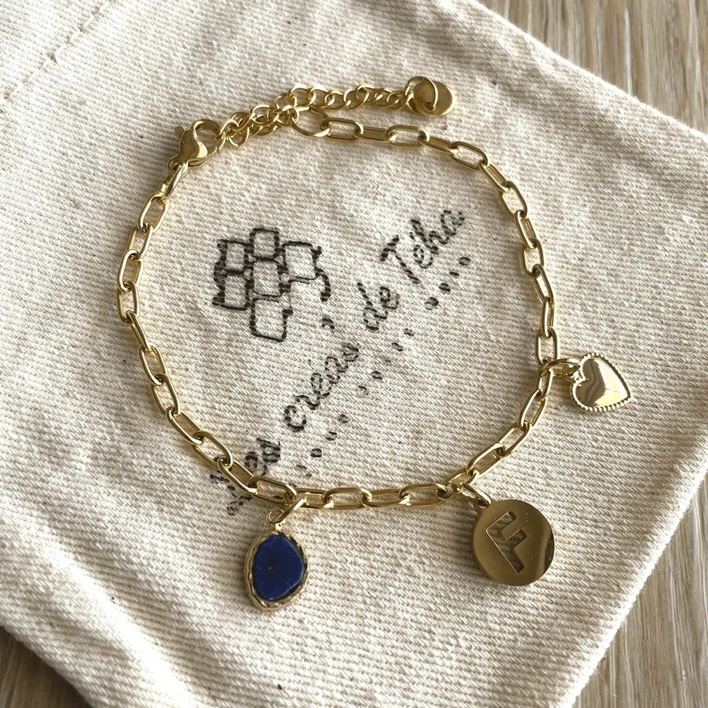 Bracelet personnalisable et réglable en acier inoxydable doré modèle Alma