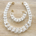 Parure de bijoux en grosses mailles blanc modèle Ohéa