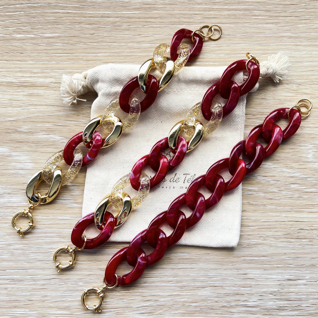 Bracelet tendance grosses mailles en acrylique et acier inoxydable modèle Ohea