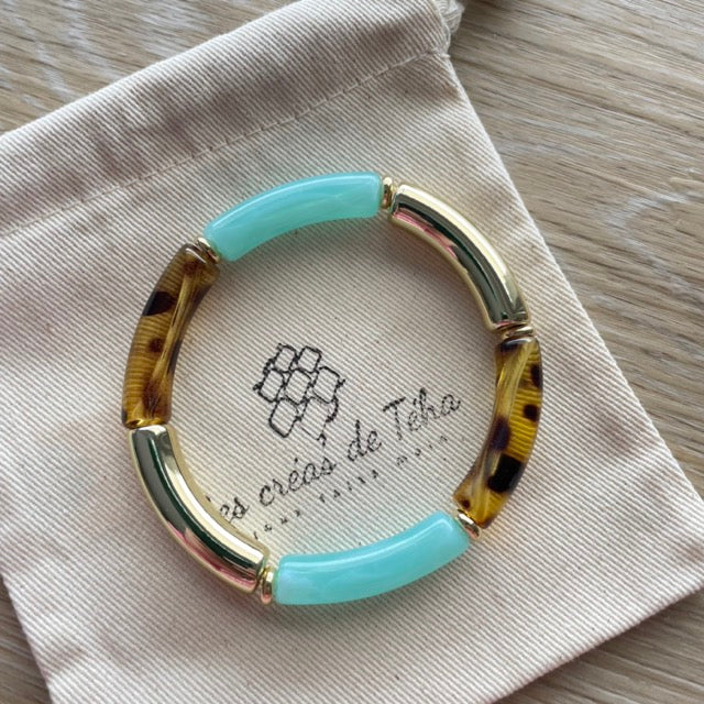Bracelet élastique tendance perles incurvées modèle Ata