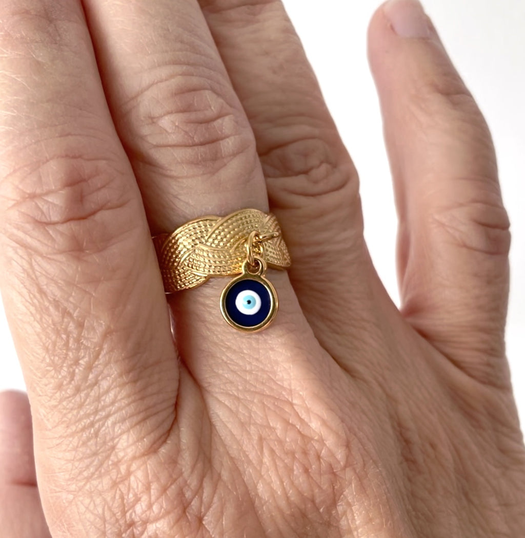 Bague en acier inoxydable et plaqué or  modèle Eye