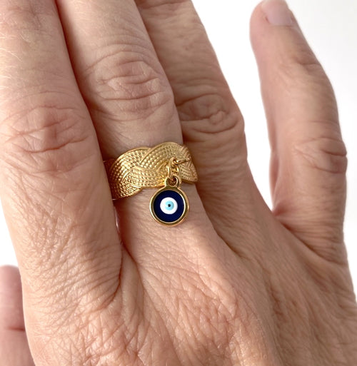 Bague en acier inoxydable et plaqué or  modèle Eye