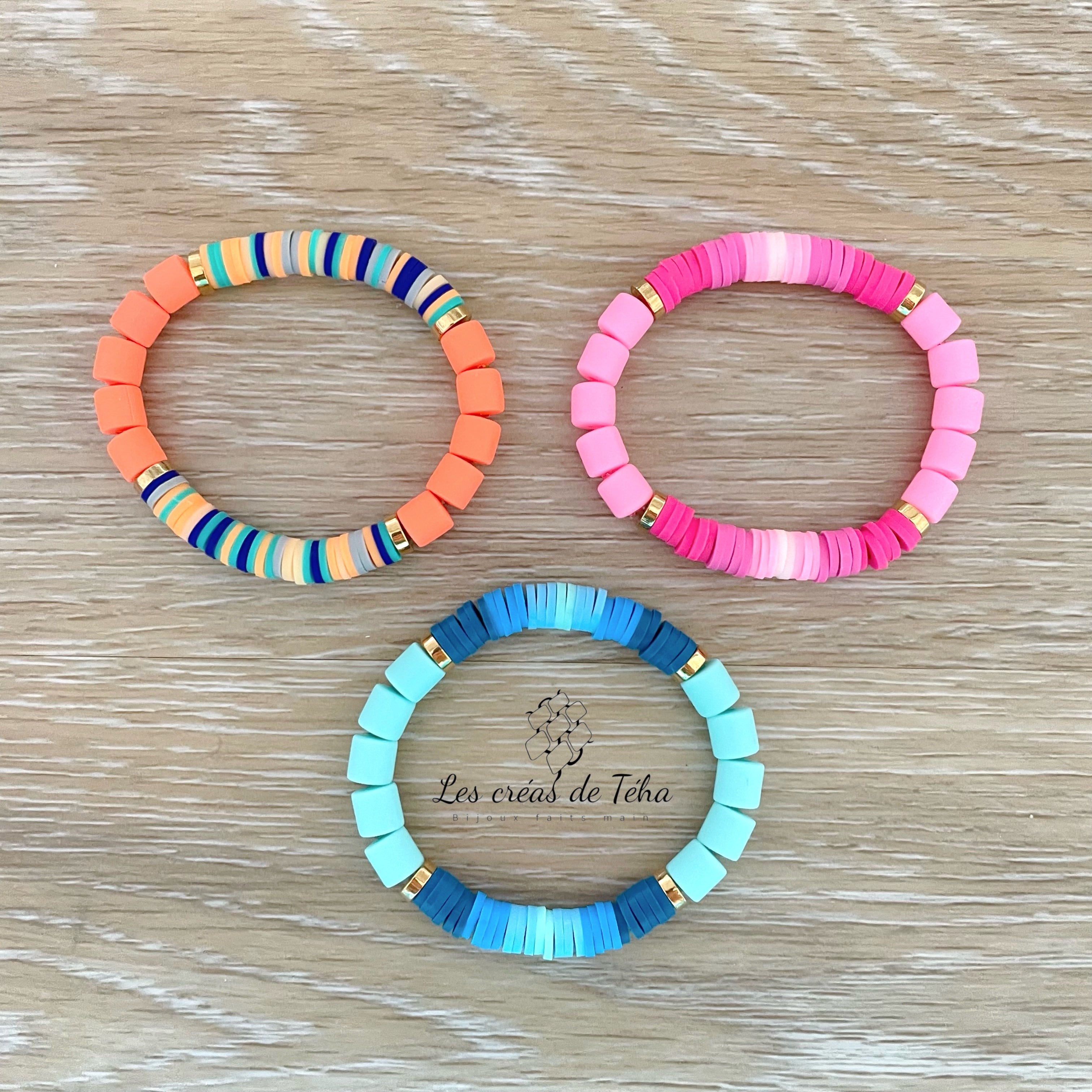 Bracelet enfant, élastique en perles polymère modèle Candy
