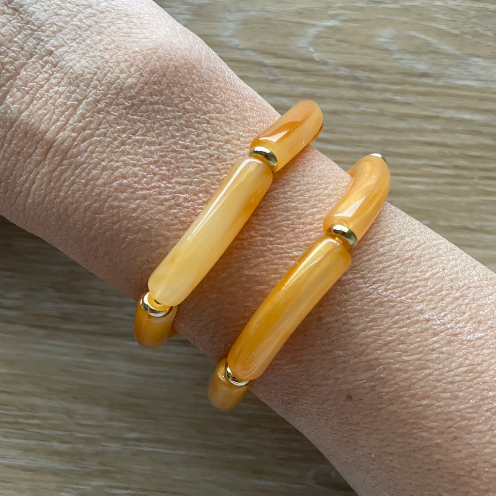 Bracelet élastique tendance perles incurvées modèle Ata